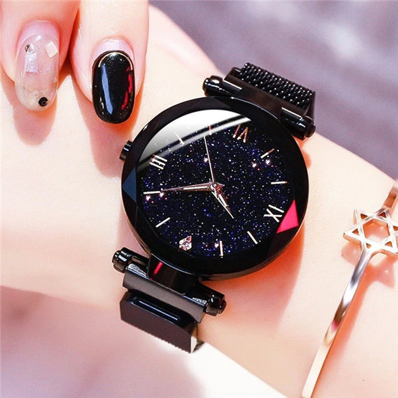 Reloj Mujer Luxury Starry Sky Women Watches Magnetic Mesh Belt Band Watch Women'S Fashion Dress Wristwatch Zegarek Damski