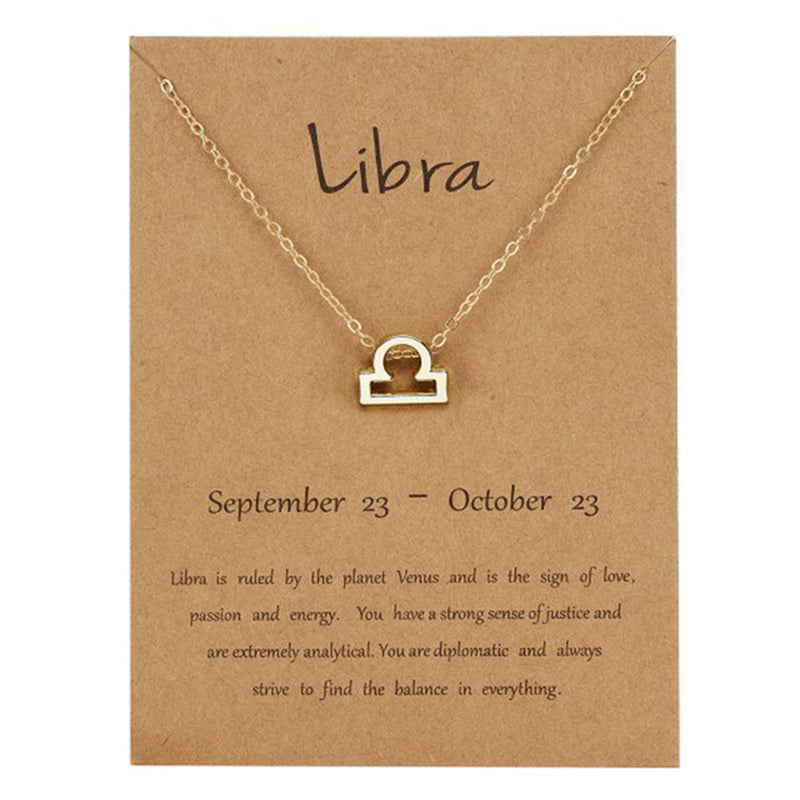 Zodiac Sign Pendant Necklace for Women 12 Constellation Jewelry Choker Charm Silver Color Chain Birthday Card Gift Female Collar