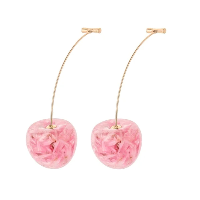 New Cherry Female Earrings Temperament Sweet and Fresh Earrings Cherry Earrings Resin Ladies Earrings Jewelry