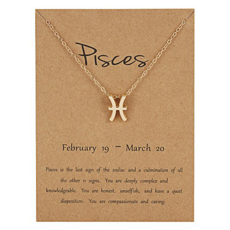 Zodiac Sign Pendant Necklace for Women 12 Constellation Jewelry Choker Charm Silver Color Chain Birthday Card Gift Female Collar