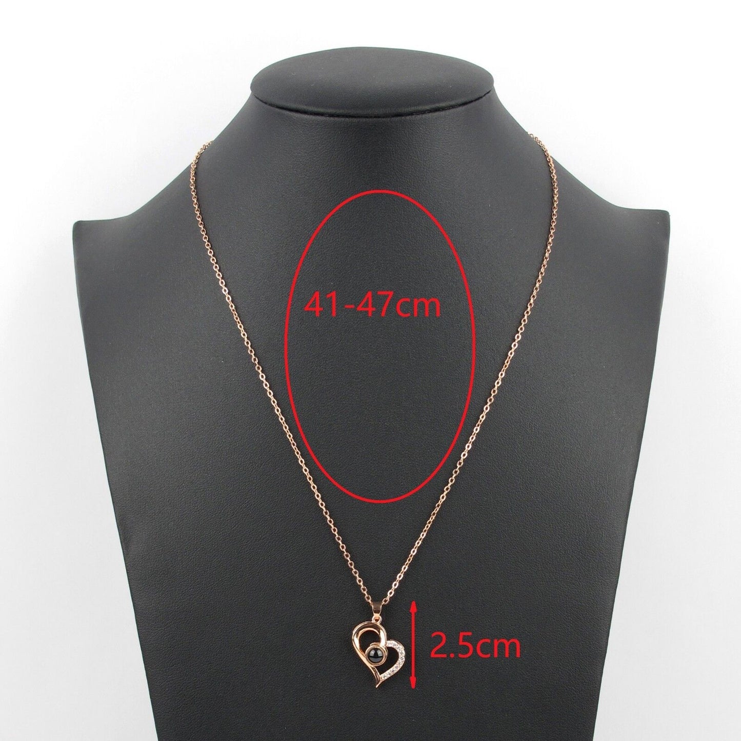 Rosegold Plated 100 Language I Love You Projection Heart Pendant Necklace