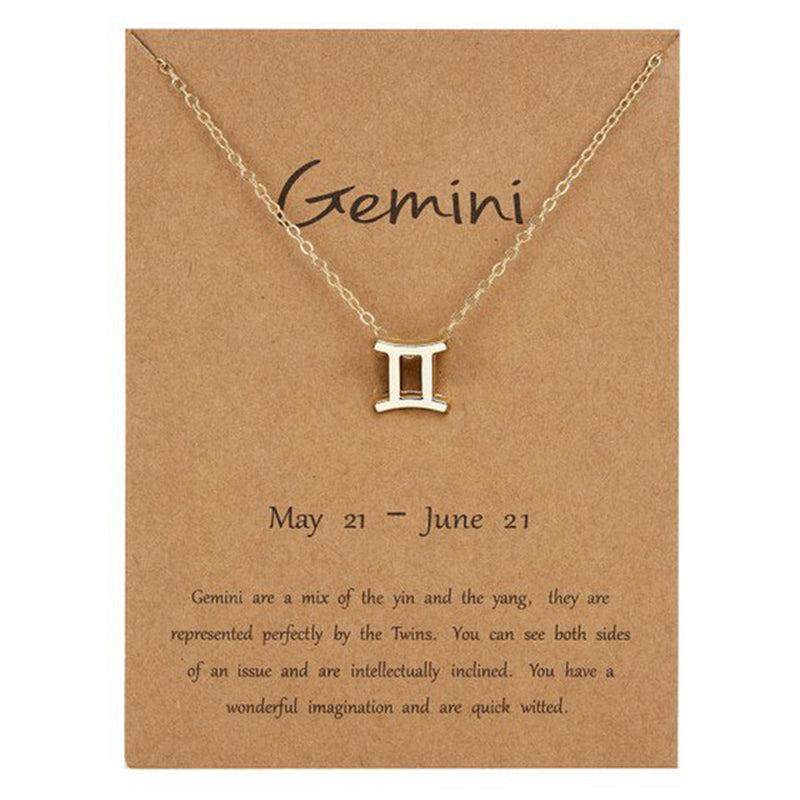 Zodiac Sign Pendant Necklace for Women 12 Constellation Jewelry Choker Charm Silver Color Chain Birthday Card Gift Female Collar