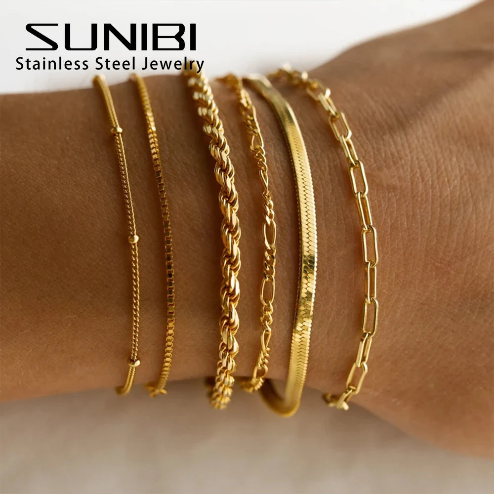 Classic Snake Chain Bracelets for Women Trend Fashion Stainless Steel Cuban Chain Bracelet Trendy Woman Gifts Jewelry