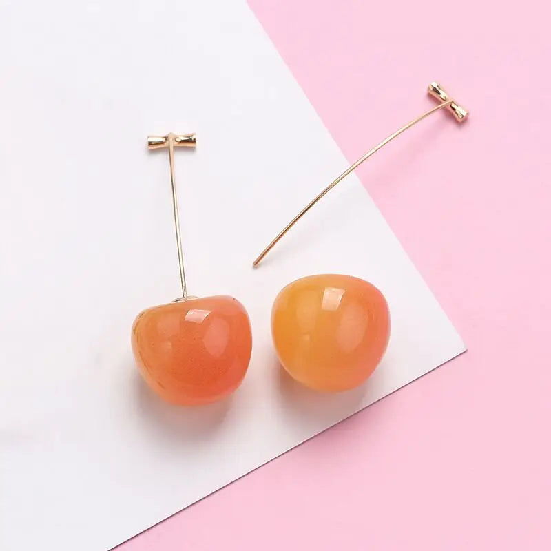 New Cherry Female Earrings Temperament Sweet and Fresh Earrings Cherry Earrings Resin Ladies Earrings Jewelry