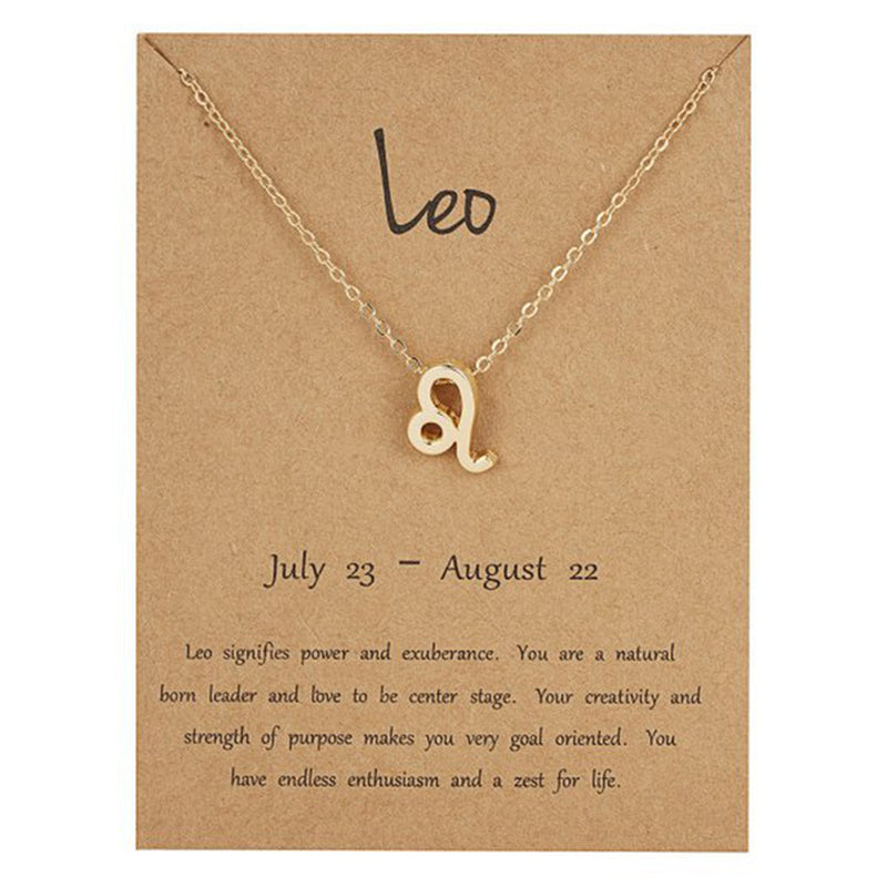 Zodiac Sign Pendant Necklace for Women 12 Constellation Jewelry Choker Charm Silver Color Chain Birthday Card Gift Female Collar