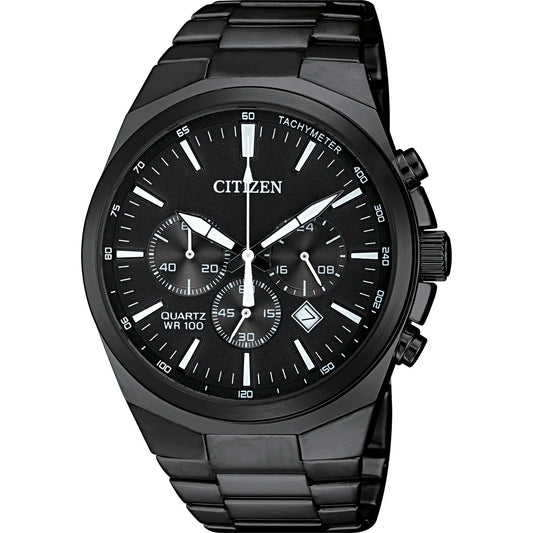 Men'S Quartz Black Stainless Steel Chronograph Watch - AN8175-55E