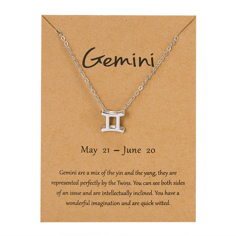 Zodiac Sign Pendant Necklace for Women 12 Constellation Jewelry Choker Charm Silver Color Chain Birthday Card Gift Female Collar