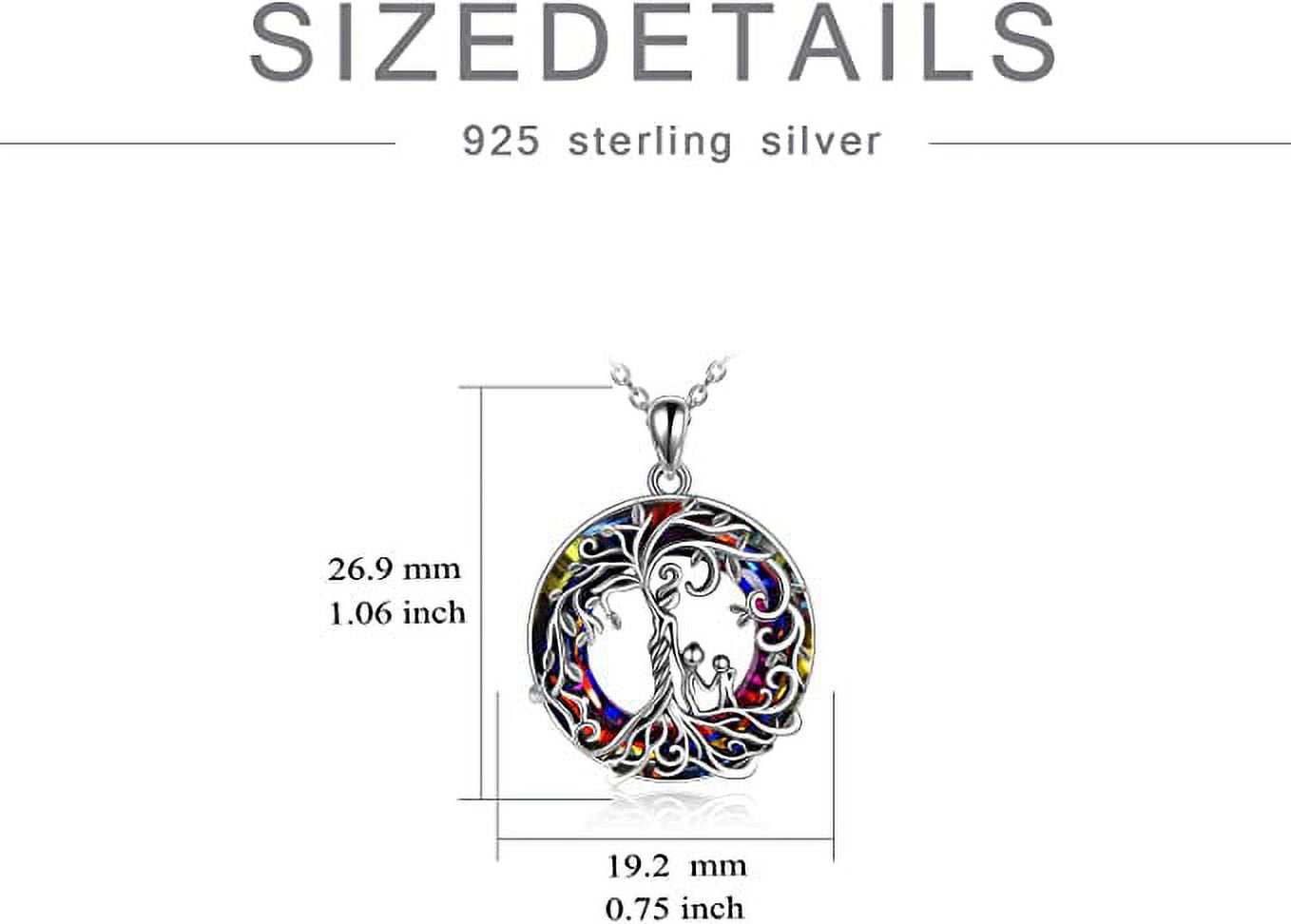 Mother Child Necklace S925 Sterling Silver Tree of Life Mother and 1 Child Family Tree Pendant Necklaces with Blue Crystal Jewelry Gifts for Her Women Mom Birthday Anniversary Mothers Day