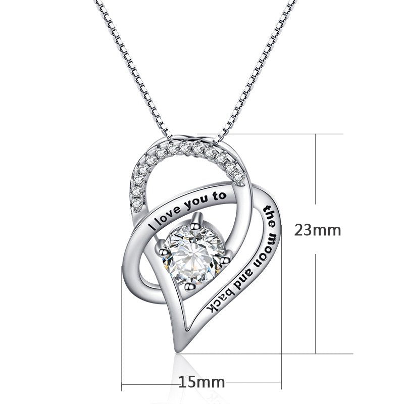 Gifts for Mom Preserved Real Rose with Necklace Gift Set, Sterling Silver Love Heart Cubic Zircon Pendant Necklace with Gift Box and Card, Mothers Day/Birthday Gifts for Mom/To Be New Mom Gifts