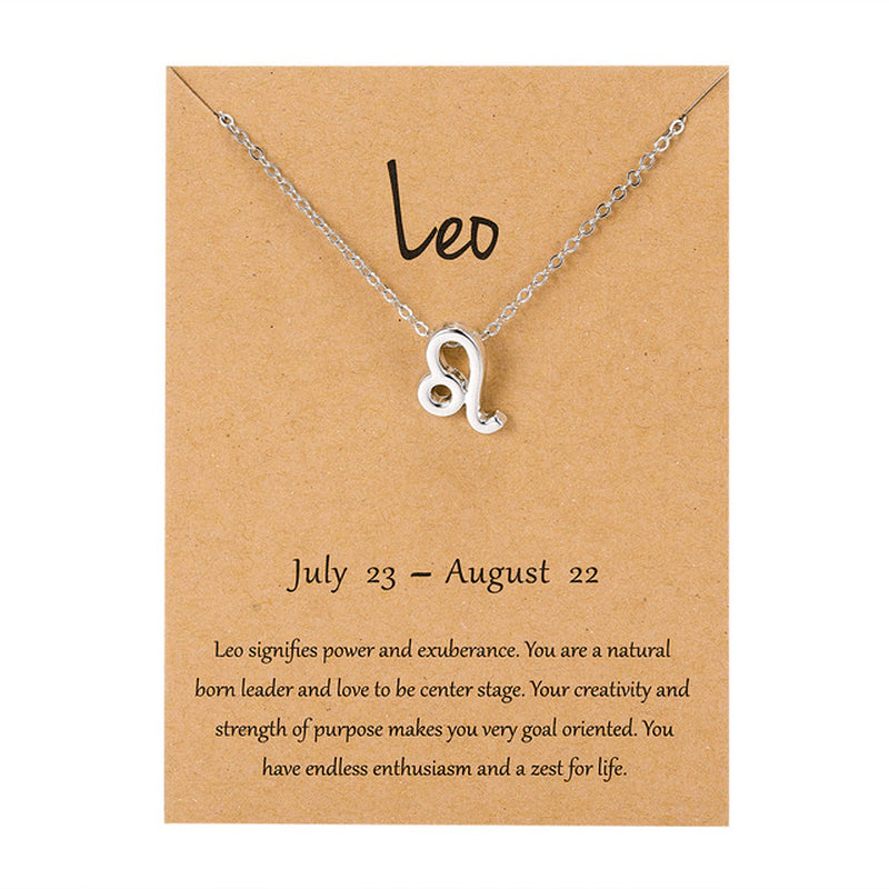 Zodiac Sign Pendant Necklace for Women 12 Constellation Jewelry Choker Charm Silver Color Chain Birthday Card Gift Female Collar