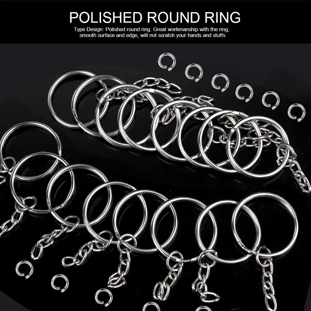 10/20Pcs Silver Plated Metal Split Keychain Parts Key Rings with Chain and Open Jump Ring for Keychain Making DIY Crafts Jewelry